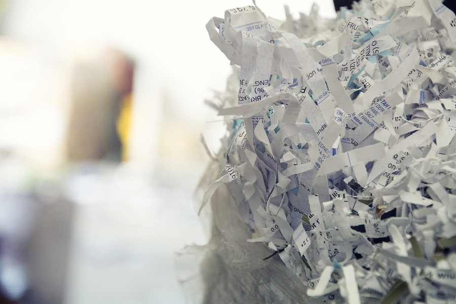 shreded paper ready to be recycled